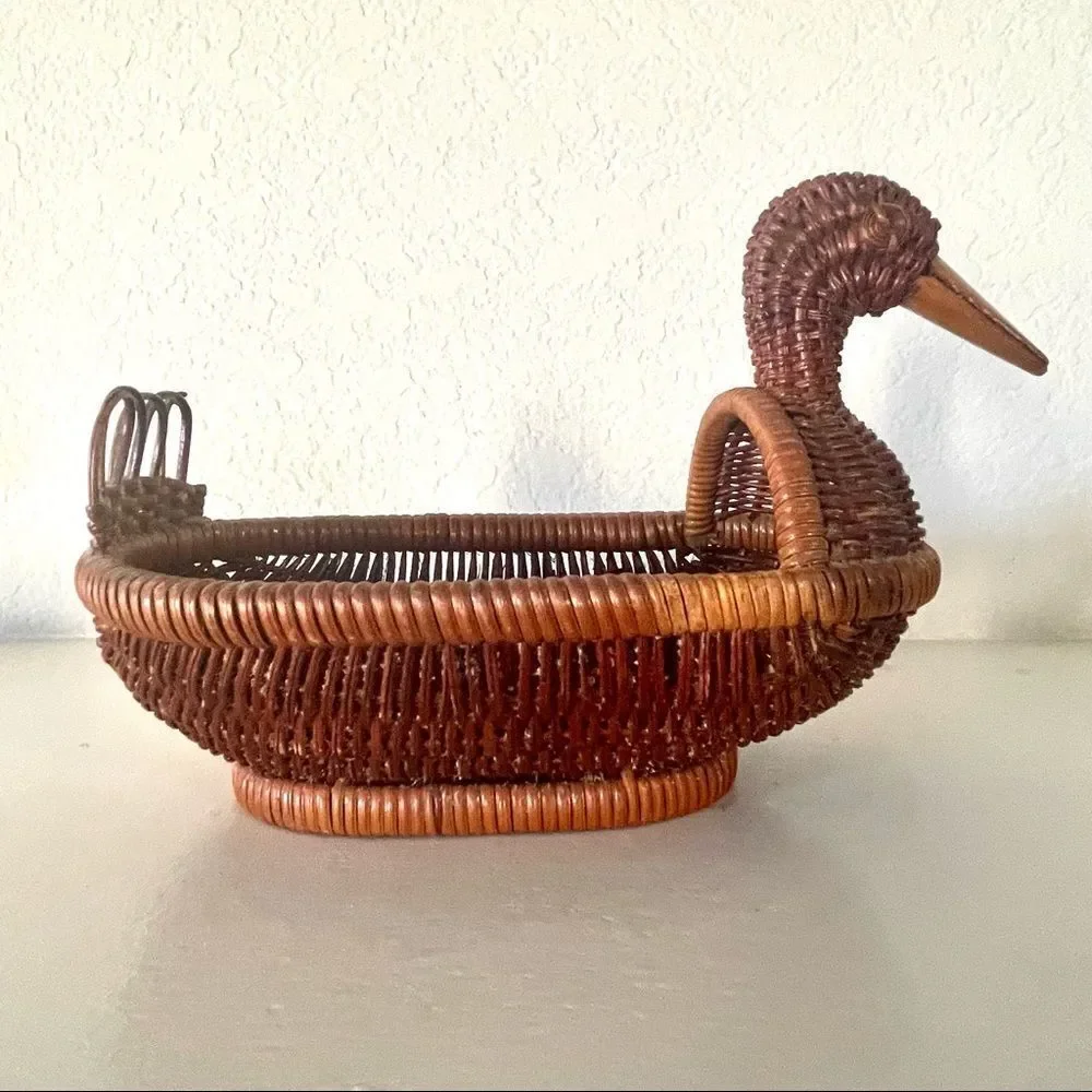Vintage duck rattan basket